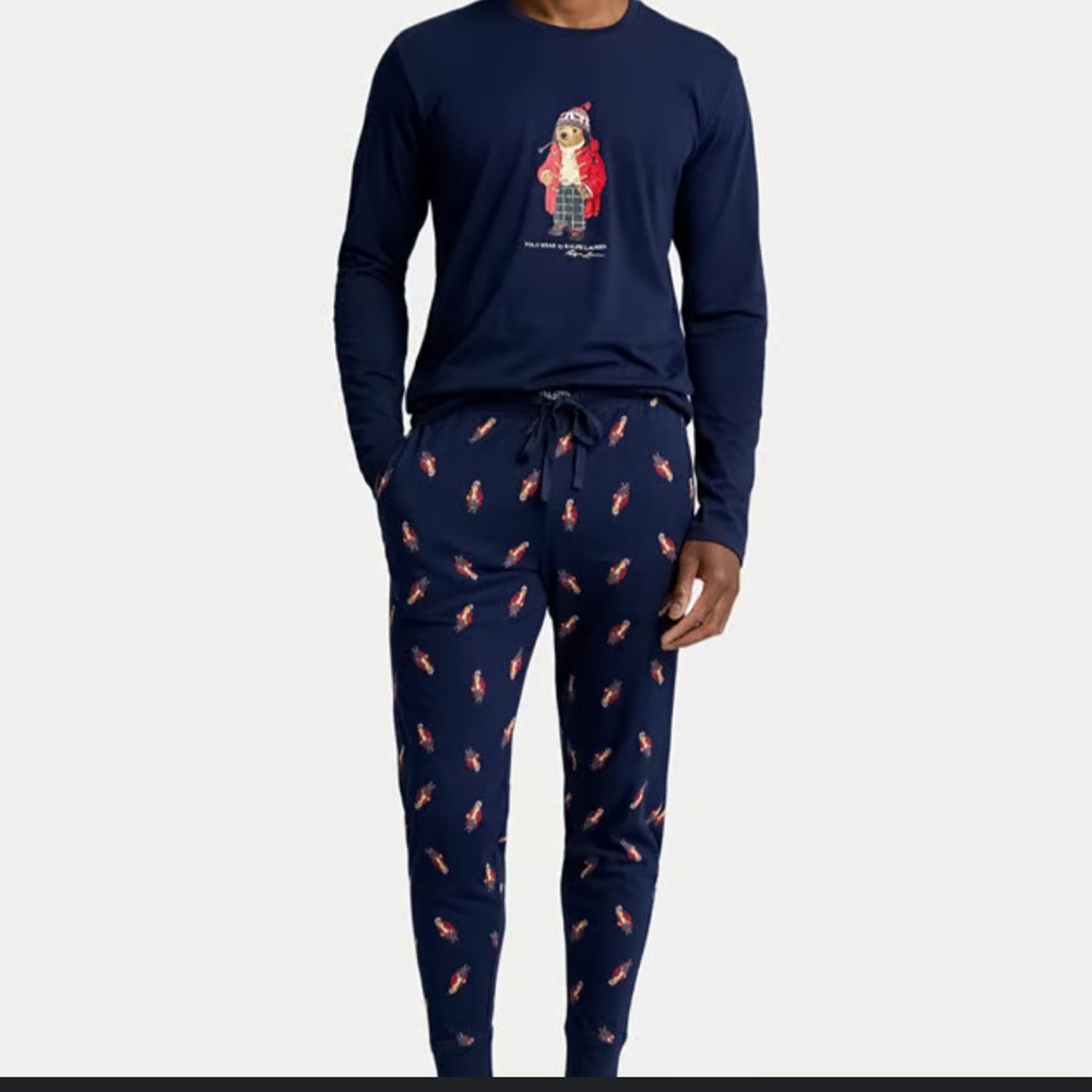 Polo by Ralph Lauren Navy with Bear Print PJ SET XL
